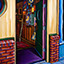 148, painting by Pescatore, subject walking stick just inside a Whiskey Row bar entrance in Prescott, AZ, oil, 16x20, ©1995, category REAL