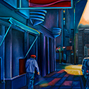 After Hours, painting by Pescatore, subject is the streets of San Francisco after hours, oil, 24x30, copyright 1988, category NIGHT