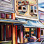 Big Hotel, painting by Pescatore, subject hotel situated on Whiskey Row, Prescott, Arizona, oil, 16x20, ©1995, category, REAL