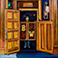 BW, by Pescatore, subject man peering out behind a set of swinging bar doors, Whiskey Row, Prescott, AZ, oil, 16x20, ©1995, category REAL