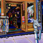 Cattlemans, painting by Pescatore, subject Whiskey Row storefront with horesehead hitch, Prescott, AZ, oil, 16x20, ©1995, category REAL