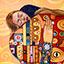 Fulfilment (homage to Klimt I), by Pescatore, subject original painting THE KISS by Gustav Klimt, Acrylic, 30x72, ©2000 category FIGURE