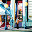 Hotel, painting by Pescatore, subject two men outside the Hotel St.Francis, San Francisco, Ca, oil, 36x48, ©1985, category FIGURE