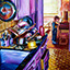 Kitchen Help, by Pescatore, subject Pescatore's daughter Justina, the apartment in Alameda, Ca, oil, 24x36, oil, 24x36, ©1985, category FIGURE 