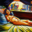 Mi Olympia, painting by Pescatore, subject Mi Y Childs, owner of PESCATORE ART, oil, 24x36, copyright 1996, category Figure