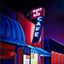 Night and Day, painting by Pescatore, subject night scene of a cafe on Orange Ave., Coronado, Calif., oil, 18x24, ©1987, category NIGHT