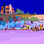 No Vacancy, painting by Pescatore, subject sun worshippers at a crowded beach in Santa Cruz, Ca, oil, 24x48, ©1984, category FIGURE