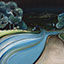 Oregon 4, painting by Pescatore, subject night scene on a country road in Linn County, Oregon, acrylic, 24x30, ©1998, category NIGHT