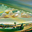 Oregon 9, painting by Pescatore, subject westward vista valley overlook in Corvallis, Oregon, acrylic, 24x36, ©1998, category LAND 