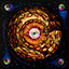 Ring Nebula, painting by Pescatore, subject allegory Ring Nebula M 57 in the constellation Lyra, acrylic, 12x12, ©2010, category COSMOS