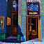 Saloon, painting by Pescatore, subject small saloon entrance located on Whiskey Row, Prescott, AZ, oil, 16x20, ©1995, category REAL