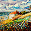 Seaside, painting by Pescatore, subject seaside residence perched on the Oregon coast, acrylic, 16x20, ©1996, category LAND