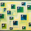 Squared Away, painting by Pescatore, subject a white capped idiom amongst a sea of squares, acrylic, 36x48, ©2011, category ABSTRACT