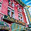 St. Michael, painting by Pescatore, subject historic red brick hotel on Whiskey Row, circa 1901, Prescott, AZ, oil, 16x20, ©1995, category REAL