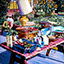 Table Talk, painting by Pescatore, subject yard sale table filled with various knick-knacks and thingamajigs, oil, 16x20, ©1985, category STILL