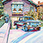 Truckin', painting by Pescatore, subject light duty truck sitting in an Alameda, California driveway, oil, 18x24, ©1985, category REAL